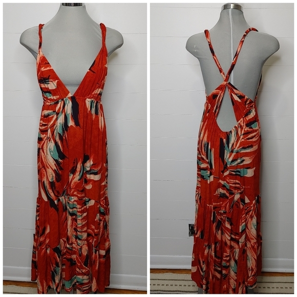 Anthropologie Red and Blue Midi Dress - Picture 3 of 14